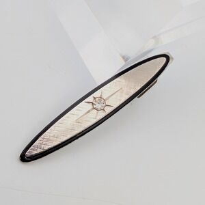 Vintage Foster Tie Clip Silver Tone Rhinestone Mens Formal